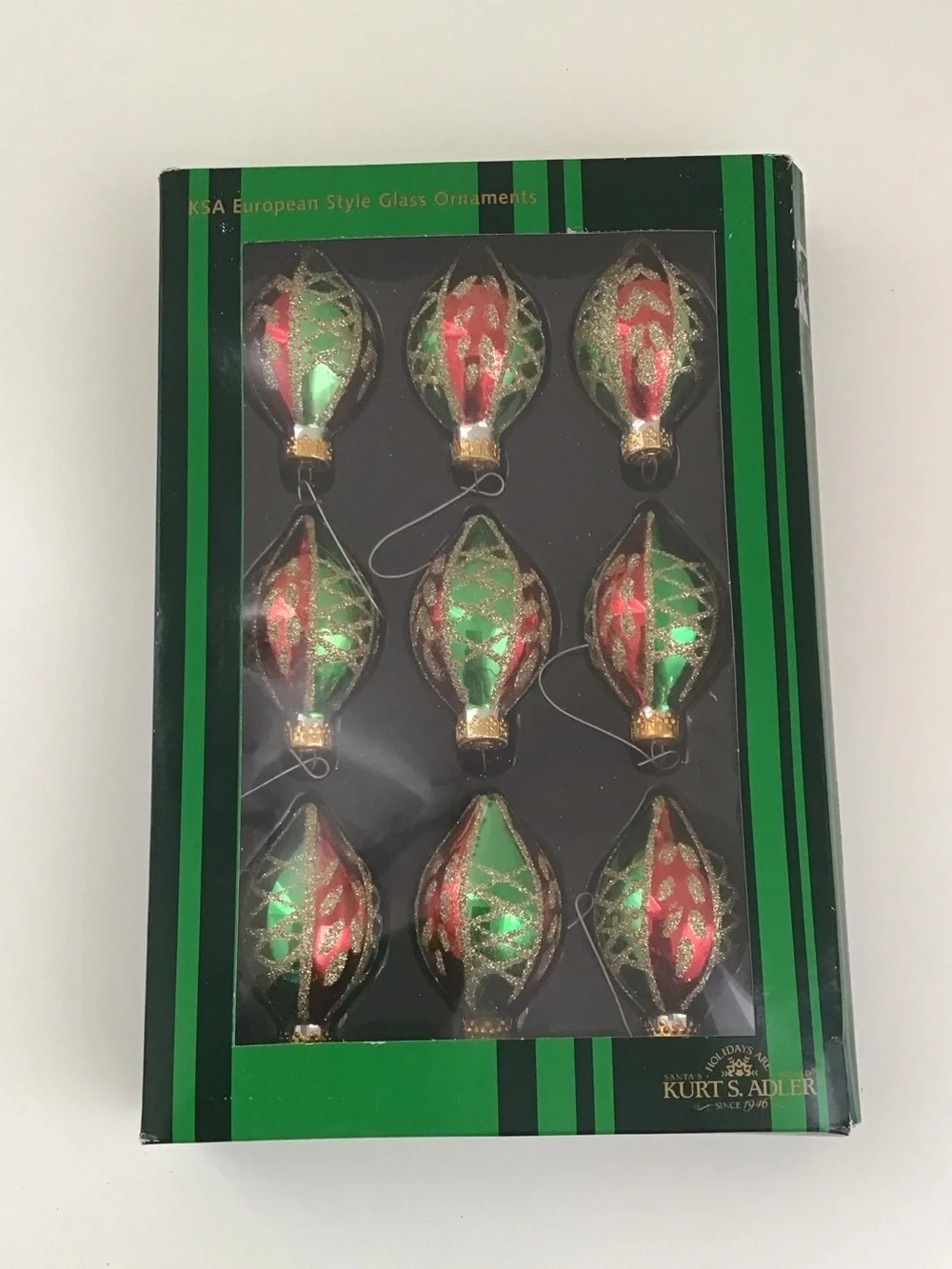Vintage Kurt S. Adler KSA European Style Miniature Glass Drop Christmas Ornament